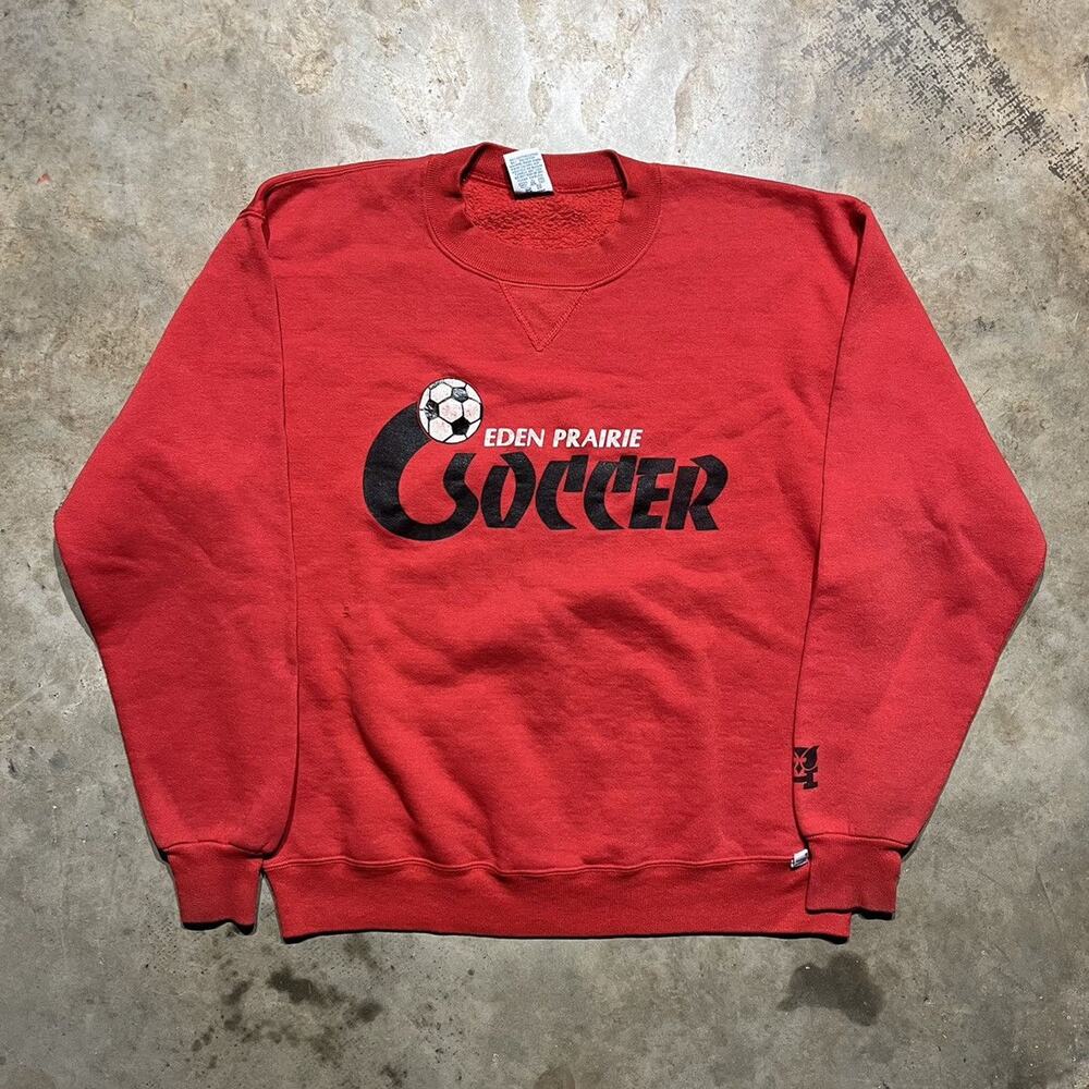 Vintage 90s Russell Athletic Soccer Red Boxy Sweatshirt